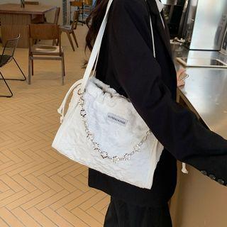 Chain Detail Drawstring Bucket Bag