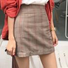 Houndstooth Plaid Mini A-line Skirt