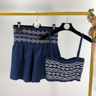 Crop Camisole Top / Patterned Shorts