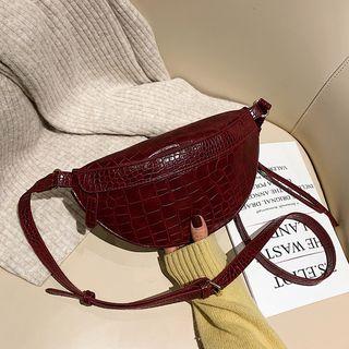 Faux Croc Grain Leather Sling Bag