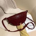 Faux Croc Grain Leather Sling Bag