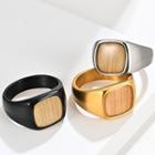 Square Wooden Stainless Steel Ring
