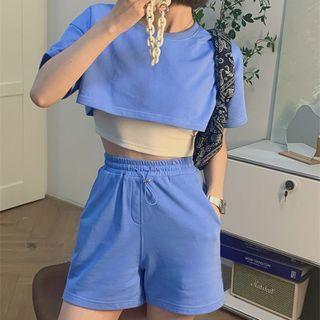 Set: Short-sleeve Crop T-shirt +tank Top + Shorts