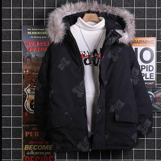 Bear Print Zipped Parka