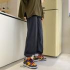 Lettering Corduroy Drawstring-cuff Pants