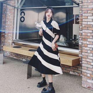 Striped Polo Collar Dress