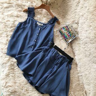 Set: V-neck Tank Top + Drawstring Skort