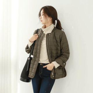 Slit-sleeve Padded Bomber Jacket
