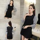Striped 3/4-sleeve A-line Dress