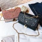 Faux-leather Sequined Chain-strap Cross Bag