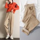 High-waist Corduroy Cargo Pants