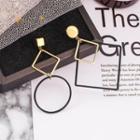 Asymmetrical Geometric Drop Earring 1 Pair - Gold & Black - One Size