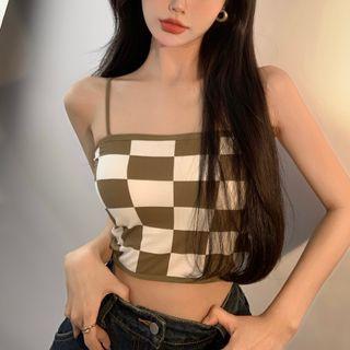 Checkboard Padded Camisole Top