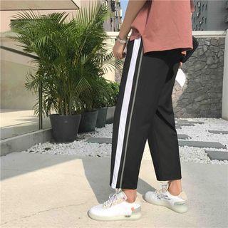 Contrast Panel Cropped Dress Pants