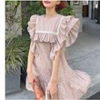 Short-sleeve Mini Floral Dress As Shown In Figure - One Size