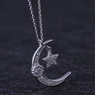 Rhinestone Moon Pendant Necklace