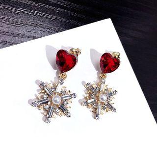 Flake Ear Stud Red - One Size