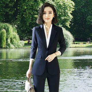 Blazer / Dress Pants / Mini Skirt / Long-sleeve Top / Set