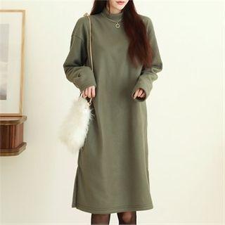 Mock-neck Fleece-lined Pullover Dress