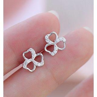 925 Sterling Silver Rhinestone Clover Earring