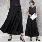 Band-waist Tiered Skort Black - One Size