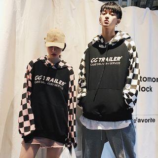 Couple Matching Gingham Panel Hoodie