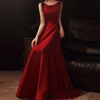 Open Back Faux Pearl Sheath Evening Gown / Cocktail Dress
