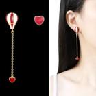 Non-matching Heart & Hot Balloon Dangle Earring 1 Pair - Drop Earring - One Size