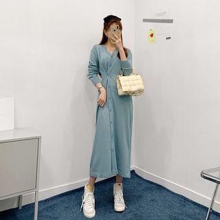 Side-button Trim Long Cardigan