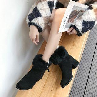 Faux-fur Side Zip Short Boots