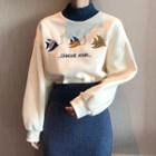 Fish Embroidered Pullover / Straight-fit Knit Skirt