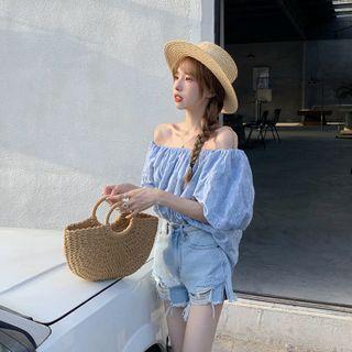 Off Shoulder Embroider Lace Top As Shown In Figure - One Size