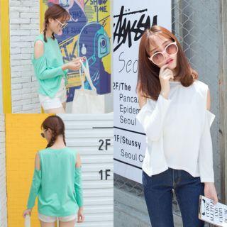 Cold Shoulder Long-sleeve T-shirt