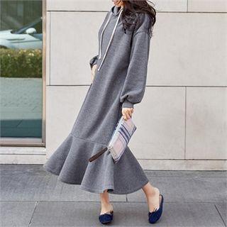 Brushed-fleece Lined Maxi Hoodie Dress