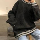 Contrast Trim Fleece Sweatshirt