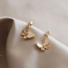 Rhinestone Accent Butterfly Dangle Earring 1 Pair - White & Gold - One Size