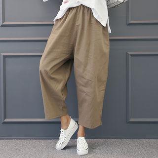 Baggy-fit Linen Blend Wide-leg Pants