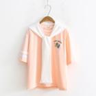 Mock Two-piece Short-sleeve Embroidered T-shirt