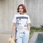 Tie-waist Printed T-shirt