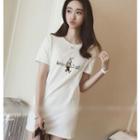Rabbit Embroidered Short Sleeve T-shirt Dress