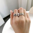 925 Sterling Silver Faux Woven / Heart Ring