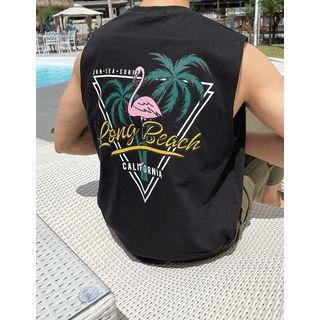 Sleeveless Graphic Letter Print Top