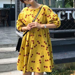 Cherry Print 3/4-sleeve Dress