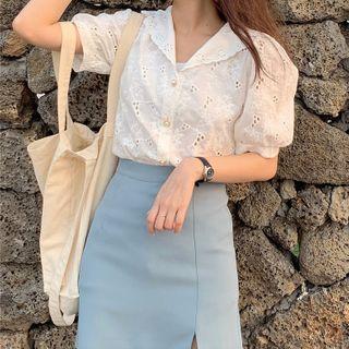 Pointelle Short-sleeve Shirt