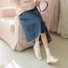 Diagonal-hem Denim A-line Long Skirt