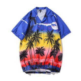 Short-sleeve Scenery Print Shirt
