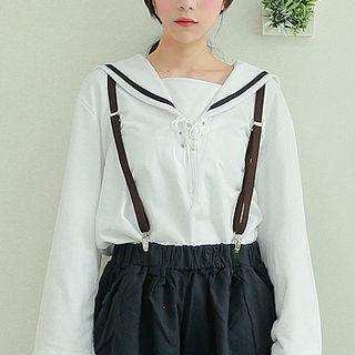 Sailor-collar Lace-up Top