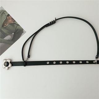 Flower Buckle Suspender Belt Black - One Size