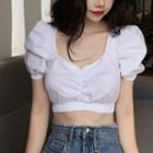 Short-sleeve Cropped Top White - One Size