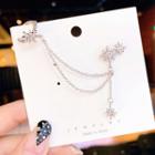 Rhinestone Star Chained Earring 1 Pair - As Shown In Figure - One Size